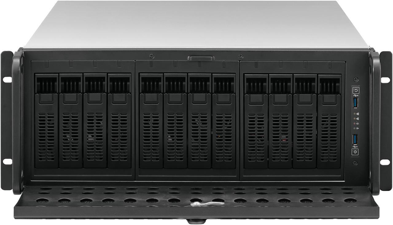 Alt view image 3 of 8 - Rosewill 4U Server Chassis Rackmount Case | 12 Hot Swap 3.5", 2.5" SATA I, SATA II, SATA III SAS | E-ATX Compatible | 3 Front 120mm Fans, 2 Rear 80mm Fans | 2x USB 3.0| Front Panel Lock - RSV-L4412U