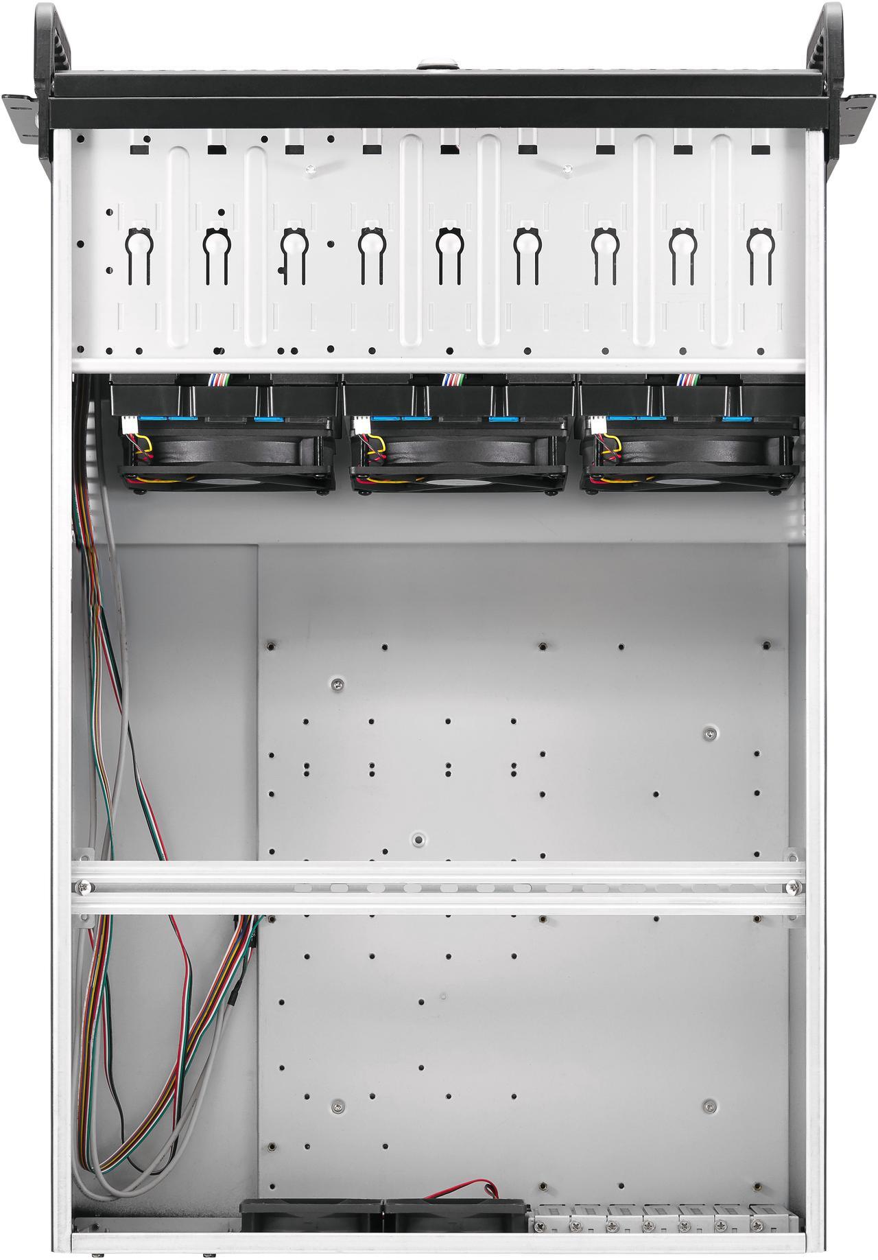 Alt view image 9 of 8 - Rosewill 4U Server Chassis Rackmount Case | 12 Hot Swap 3.5", 2.5" SATA I, SATA II, SATA III SAS | E-ATX Compatible | 3 Front 120mm Fans, 2 Rear 80mm Fans | 2x USB 3.0| Front Panel Lock - RSV-L4412U