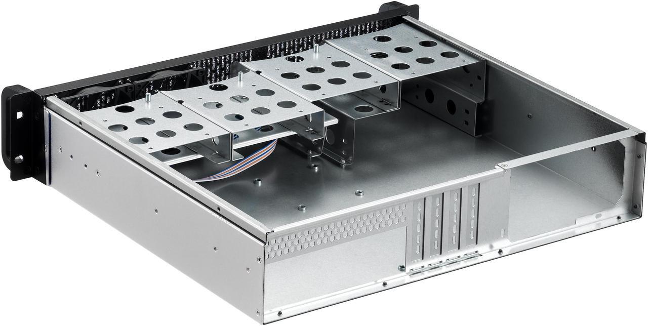 Alt view image 4 of 8 - Rosewill 2U Server Chassis Rackmount Case | 4 3.5"/2.5" HDD, 1 5.25" Device | Micro-ATX Compatible | 2 x 80mm PWM Fans | 2x USB 3.0 | Silver/Black - RSV-Z2700U
