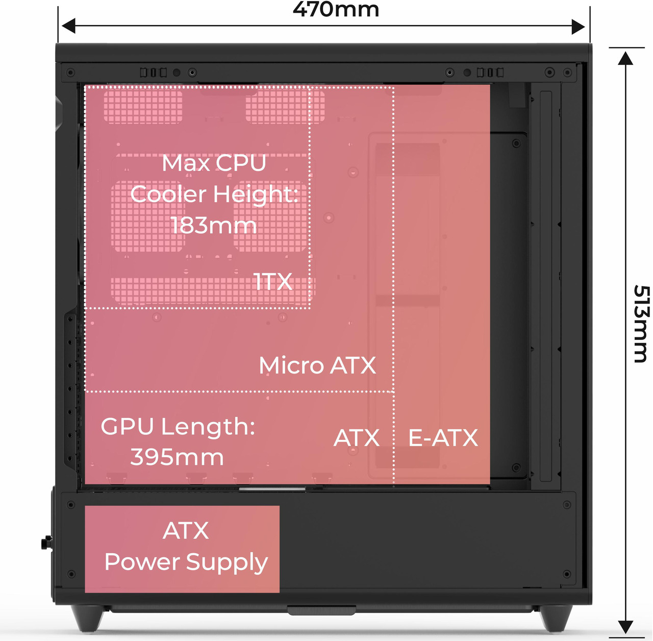 Open Box: Rosewill Helium Air Mid Tower E-ATX Gaming Case, Mesh Panel, Tool-less, High-Airflow, Cable Management system, USB 3.1, included 1x 140mm PWM Fan, Black - Newegg.com - Open Box condition - Image 12