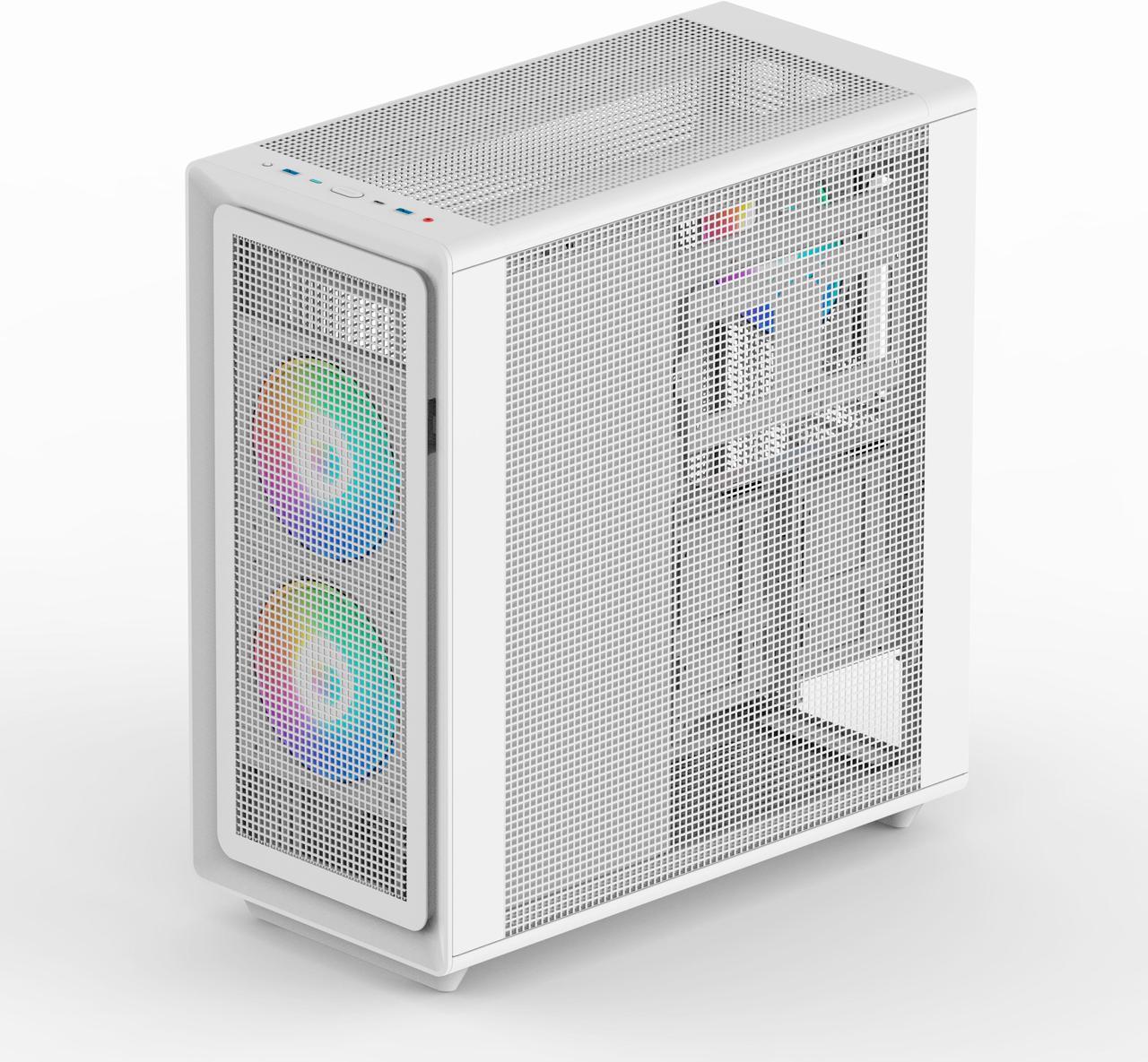Alt view image 4 of 6 - Rosewill Helium Air Mid Tower E-ATX Gaming Case, Mesh Panel, Tool-less, High-Airflow, Cable Management System, USB 3.1, included  2x 160mm & 1x 140mm PWM ARGB Fan, White