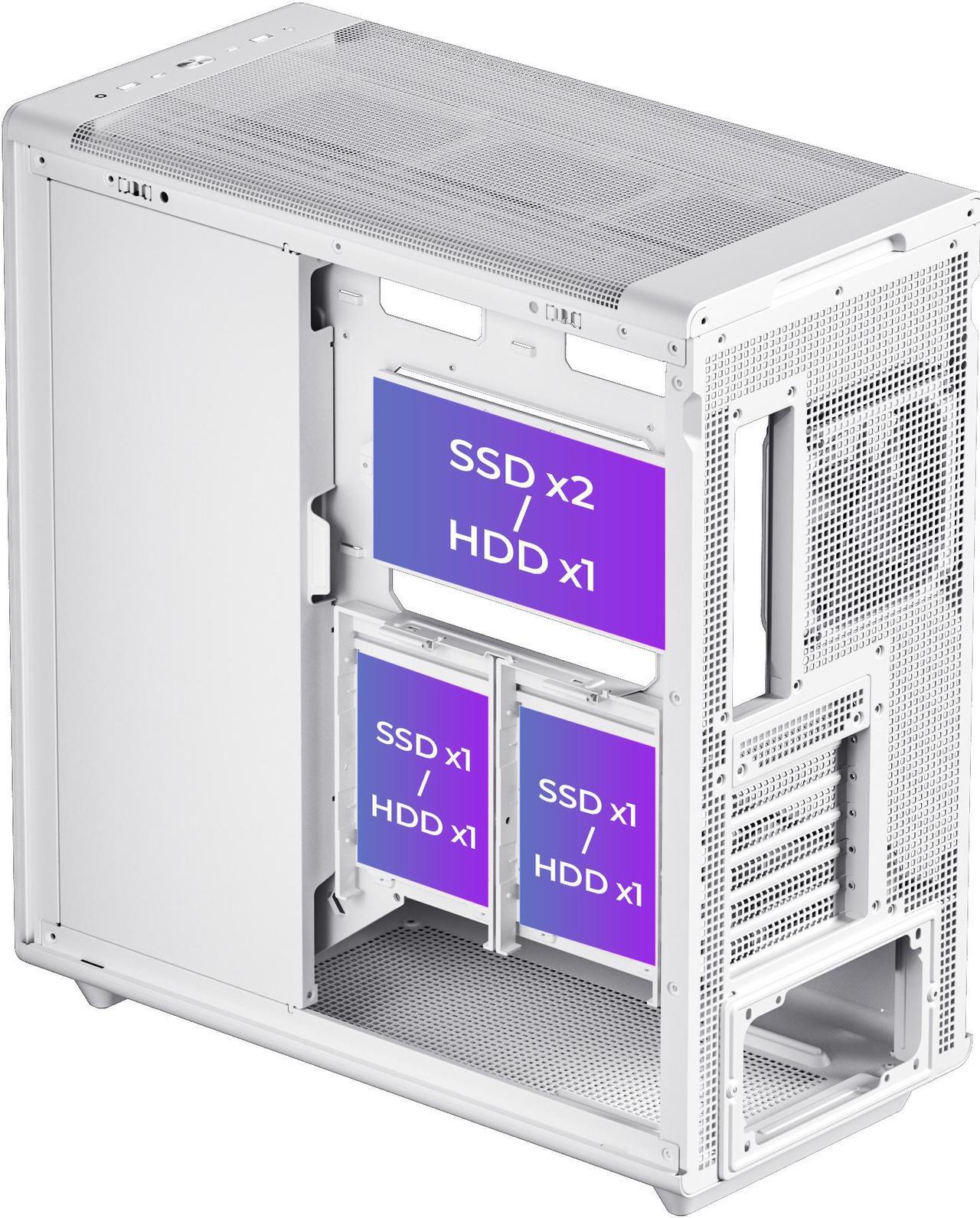 Alt view image 6 of 6 - Rosewill Helium Air Mid Tower E-ATX Gaming Case, Mesh Panel, Tool-less, High-Airflow, Cable Management System, USB 3.1, included  2x 160mm & 1x 140mm PWM ARGB Fan, White