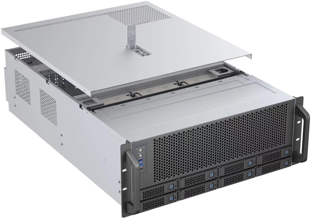 Alt view image 3 of 11 - Rosewill 4U Server Chassis|Supports up to 4 GPUs|8 Hot-Swap 3.5"/2.5" SATA/SAS up to 12Gbps|E-ATX Compatible|3x 12038 Hot-Swap Fans, 2 Rear 8038 Fans|USB 3.2 Type-C|With Rail Kit|Ideal for AI Servers