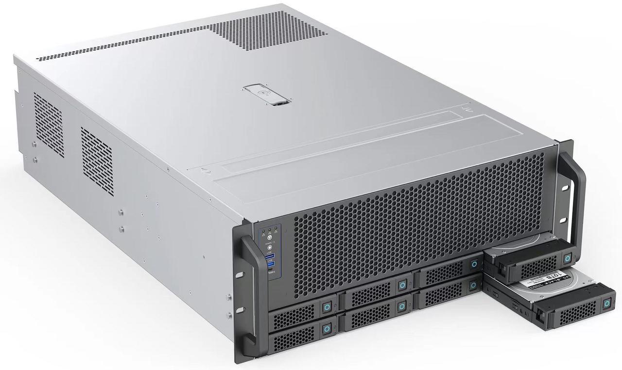 Alt view image 4 of 11 - Rosewill 4U Server Chassis|Supports up to 4 GPUs|8 Hot-Swap 3.5"/2.5" SATA/SAS up to 12Gbps|E-ATX Compatible|3x 12038 Hot-Swap Fans, 2 Rear 8038 Fans|USB 3.2 Type-C|With Rail Kit|Ideal for AI Servers
