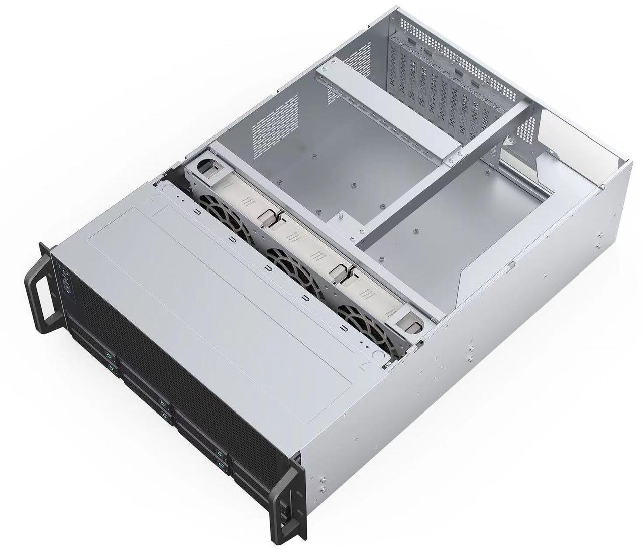 Alt view image 10 of 11 - Rosewill 4U Server Chassis|Supports up to 4 GPUs|8 Hot-Swap 3.5"/2.5" SATA/SAS up to 12Gbps|E-ATX Compatible|3x 12038 Hot-Swap Fans, 2 Rear 8038 Fans|USB 3.2 Type-C|With Rail Kit|Ideal for AI Servers