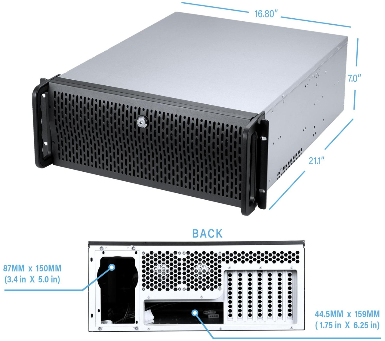 Open Box: Rosewill 4U Server Chassis Rackmount Case - Upgraded Edition with Sudokoo SK120 PWM High-Airflow Fans | 8 x 3.5" HDD Bays, 3 x 5.25" Bays | ATX, CEB Compatible |2x USB 3.0 | Front Panel Lock - Newegg.com - Open Box condition - Image 16