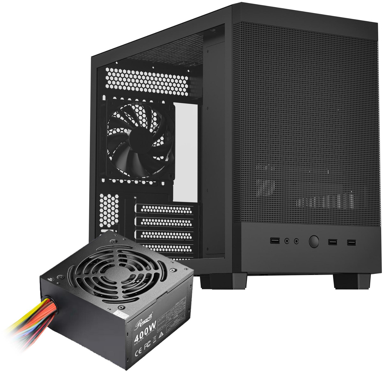 Open Box: Rosewill Micro ATX Mini PC Computer Case with Pre-Installed 400W Power Supply | Left Temper Glass Side Panel | Front and Side Mesh | 240mm & 280mm Radiator Support | 1 x USB 2.0 | 2 x USB 3.0 - Newegg.com - Open Box condition - Image 13