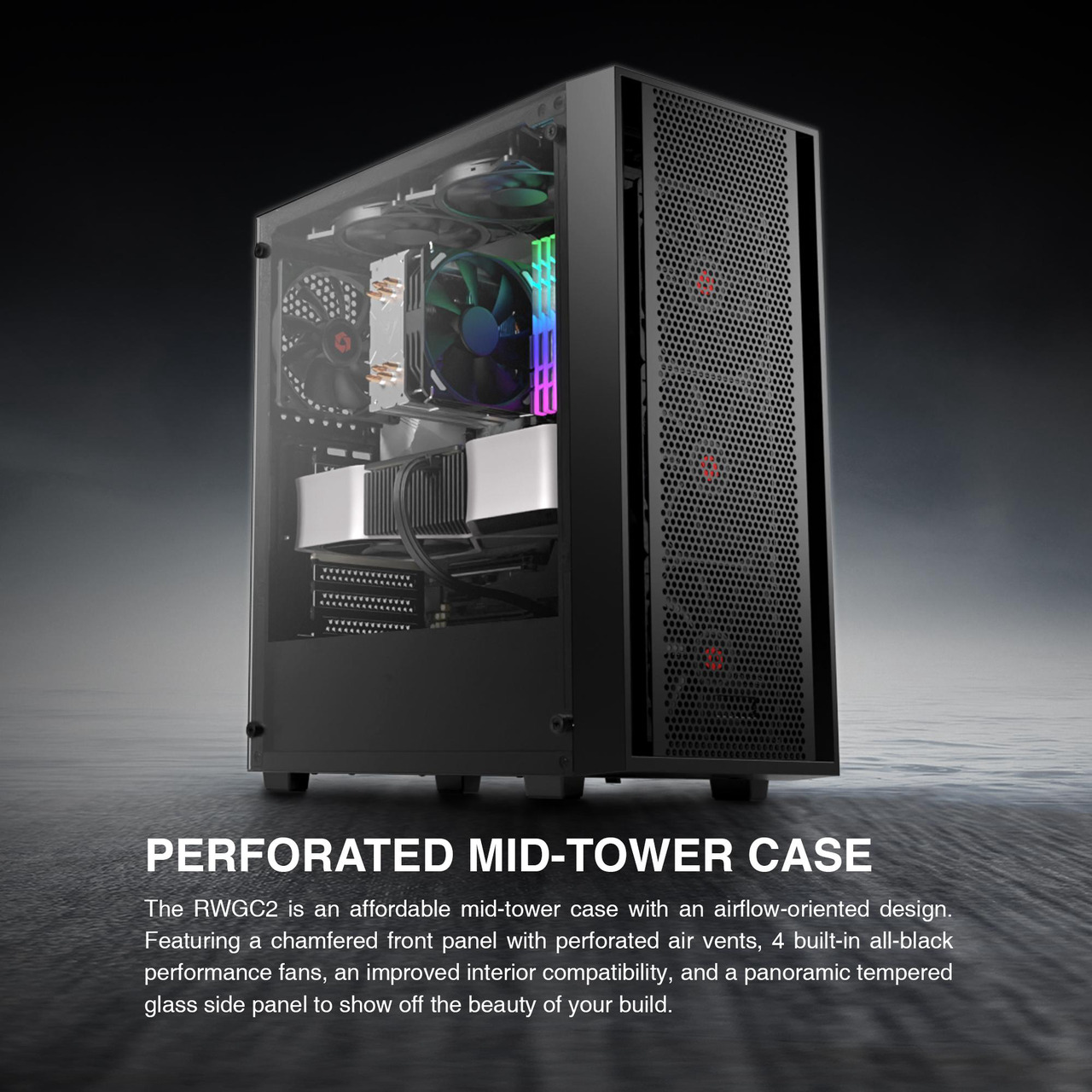 Open Box: Rosewill ATX Mid Tower Gaming Computer PC Case with Side Tempered Glass, Preinstalled 4 x 120mm PWM Fans, Support Up to 6 x 120mm Fans, 360mm AIO/Radiator, 340mm GPU/VGA, 160mm CPU Air Cooler - Newegg.com - Open Box condition - Image 9