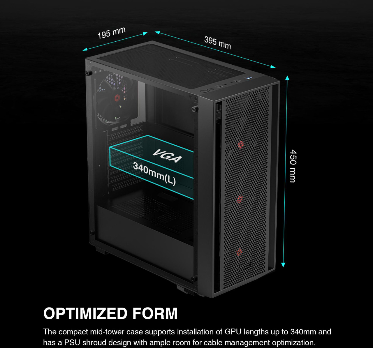 Open Box: Rosewill ATX Mid Tower Gaming Computer PC Case with Side Tempered Glass, Preinstalled 4 x 120mm PWM Fans, Support Up to 6 x 120mm Fans, 360mm AIO/Radiator, 340mm GPU/VGA, 160mm CPU Air Cooler - Newegg.com - Open Box condition - Image 12
