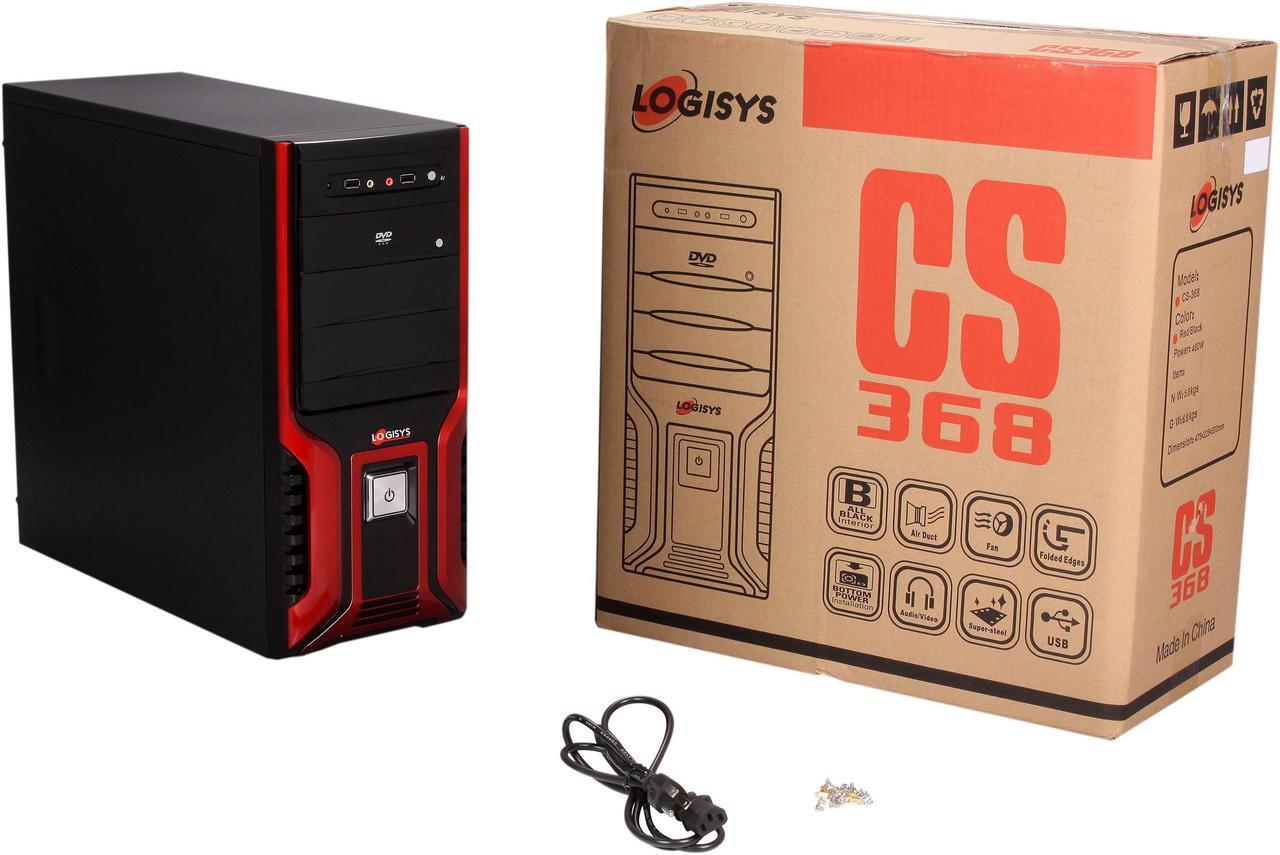 Alt view image 6 of 6 - LOGISYS Computer CS368RB Red & Black Steel ATX Mid Tower Computer Case 480W Power Supply