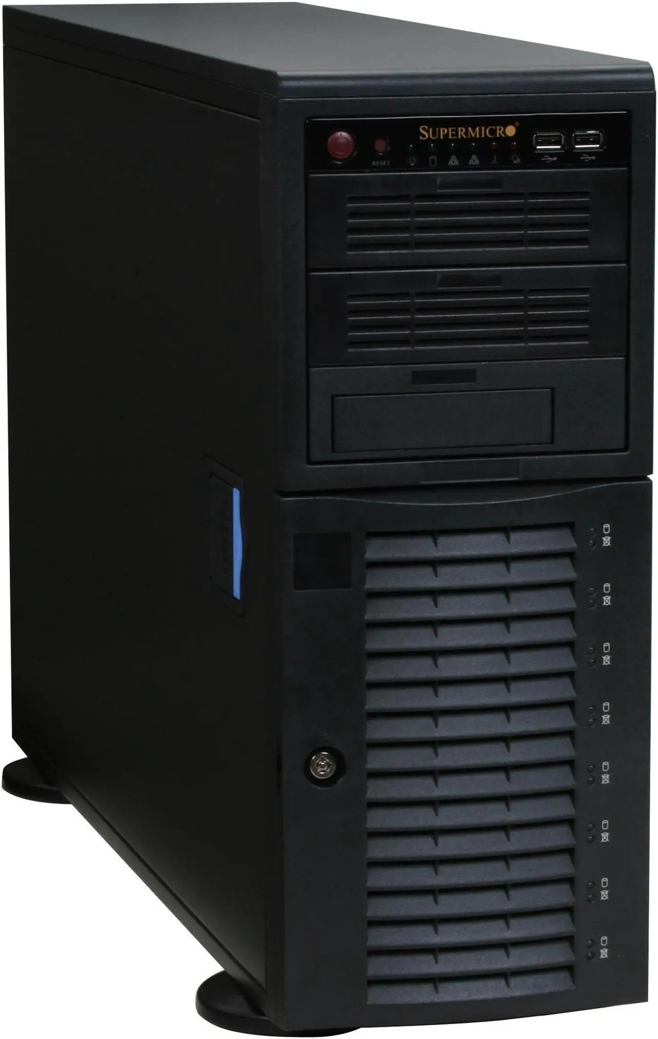 Main image of SUPERMICRO CSE-743T-645B Black 4U Pedestal Chassis w/ 645W Power Supply 2 External 5.25" Drive Bays