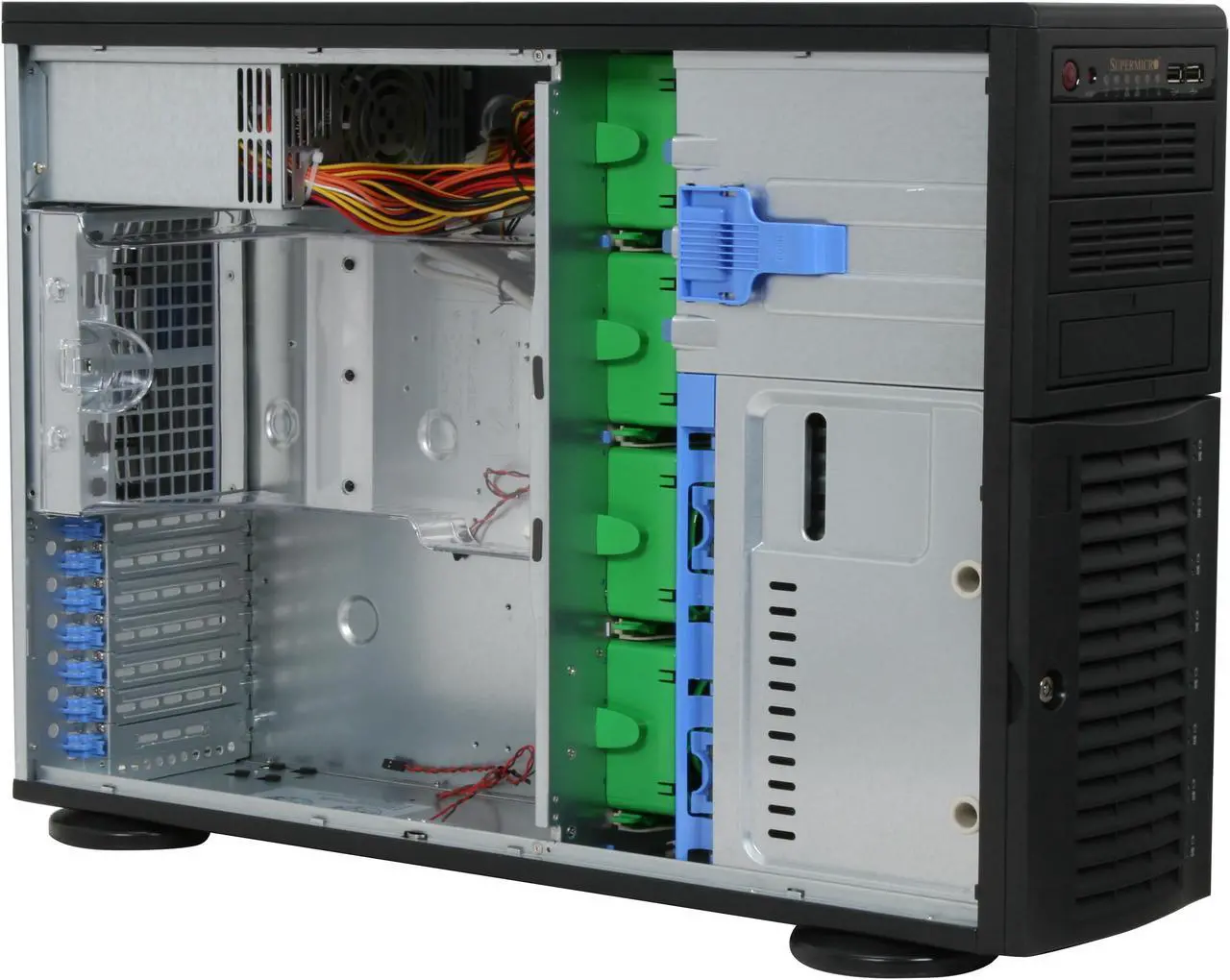Alt view image 10 of 13 - SUPERMICRO CSE-743T-645B Black 4U Pedestal Chassis w/ 645W Power Supply 2 External 5.25" Drive Bays