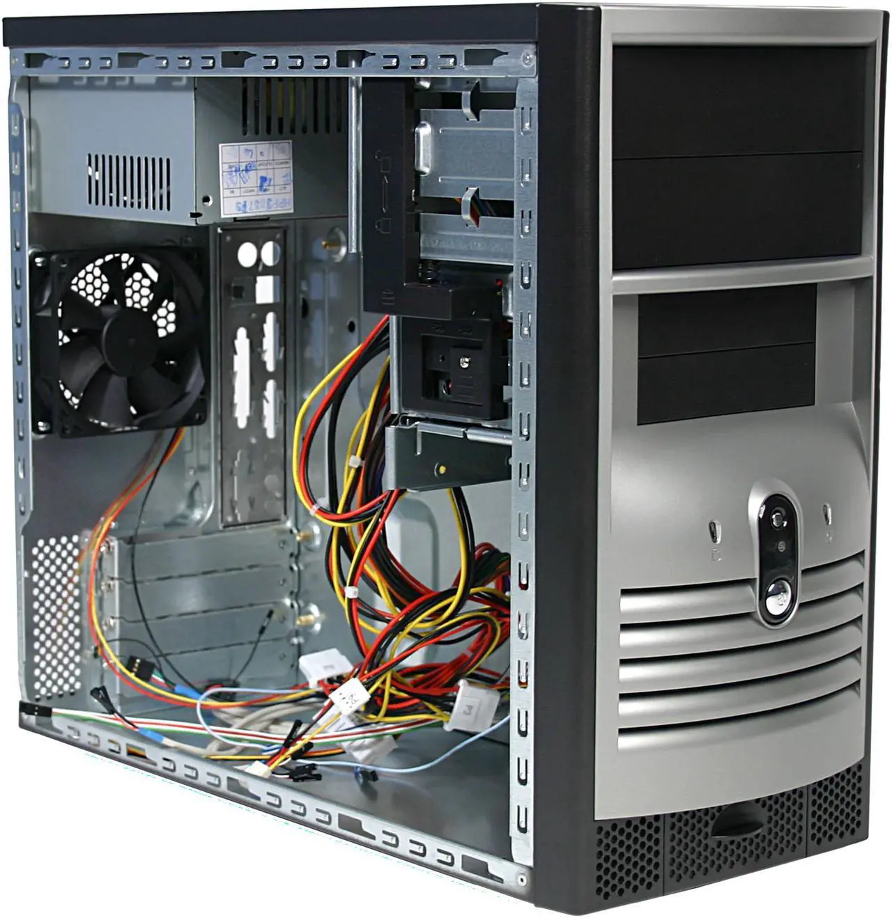Alt view image 2 of 7 - Foxconn 3GTW-02 Black/Grey Silver 0.7mm SGCC Micro ATX Mini Tower Computer Case 300W Power Supply