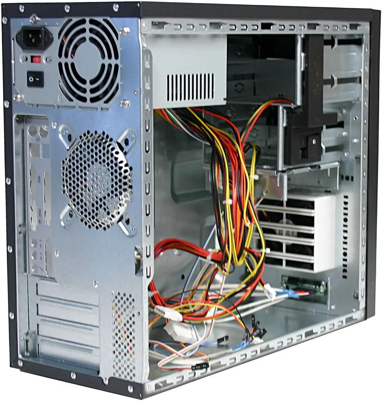 Alt view image 4 of 7 - Foxconn 3GTW-02 Black/Grey Silver 0.7mm SGCC Micro ATX Mini Tower Computer Case 300W Power Supply