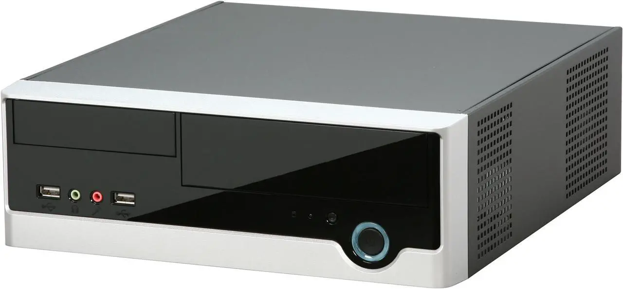 Main image of Foxconn RS233 Black+Light Silver Steel Mini-ITX Tower Computer Case 150W Power Supply