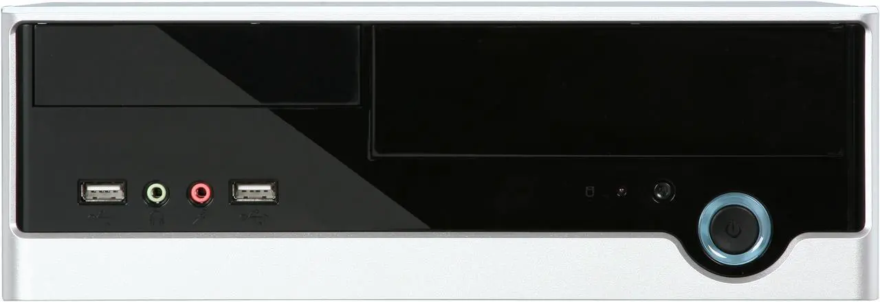 Alt view image 2 of 10 - Foxconn RS233 Black+Light Silver Steel Mini-ITX Tower Computer Case 150W Power Supply
