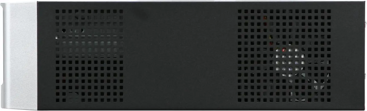 Alt view image 7 of 10 - Foxconn RS233 Black+Light Silver Steel Mini-ITX Tower Computer Case 150W Power Supply
