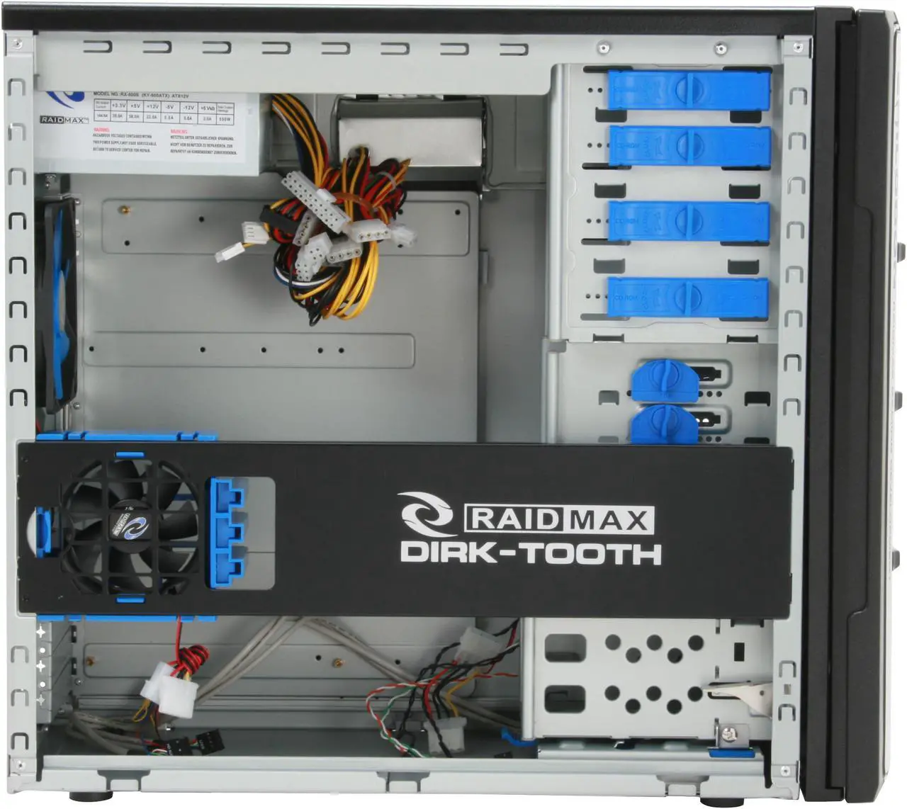 Alt view image 9 of 14 - RAIDMAX SMILODON ATX-612WBP Black 1.0mm SECC Steel ATX Mid Tower Foldout MB Computer Case With 500W Power Supply