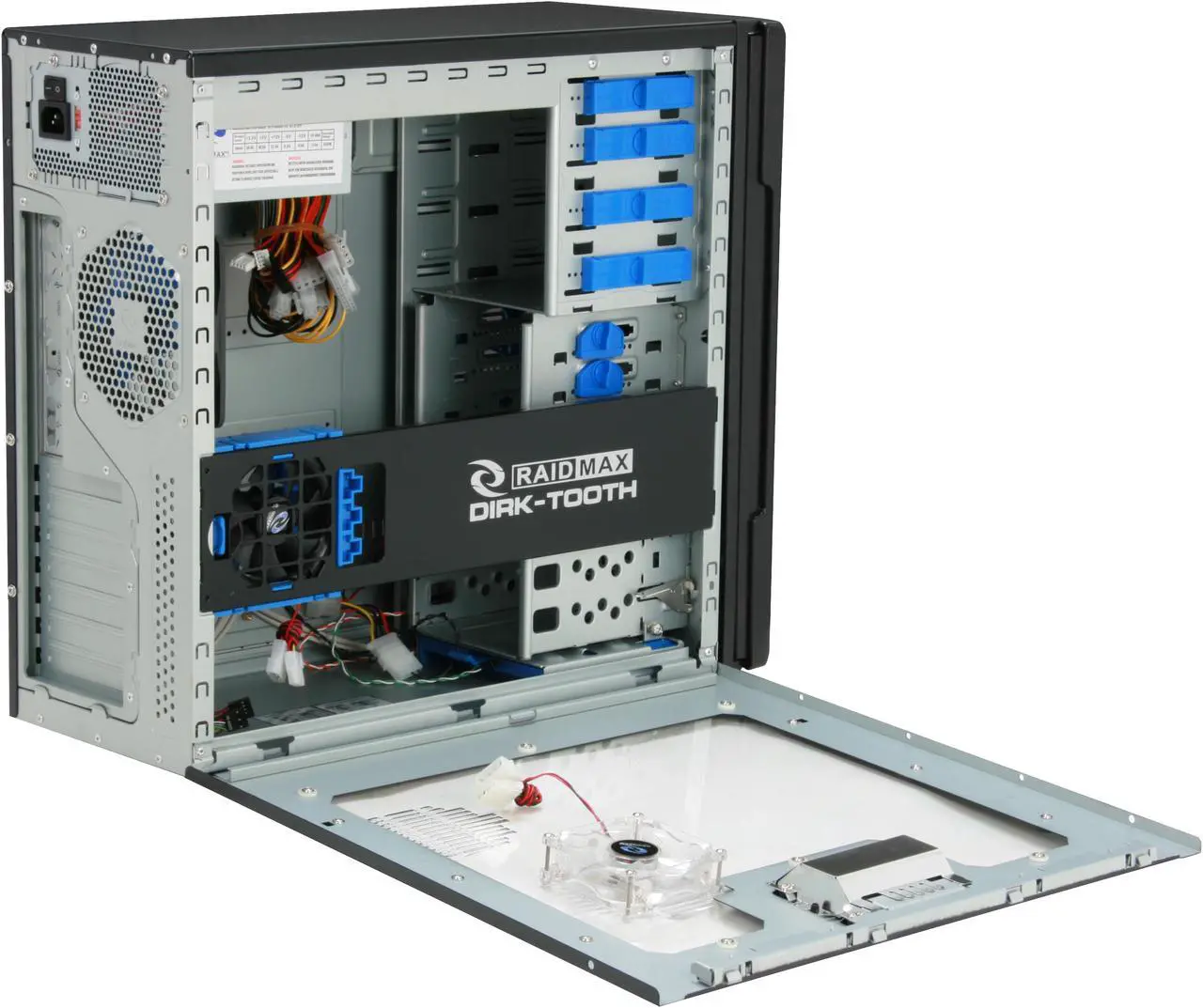 Alt view image 7 of 14 - RAIDMAX SMILODON ATX-612WBP Black 1.0mm SECC Steel ATX Mid Tower Foldout MB Computer Case With 500W Power Supply