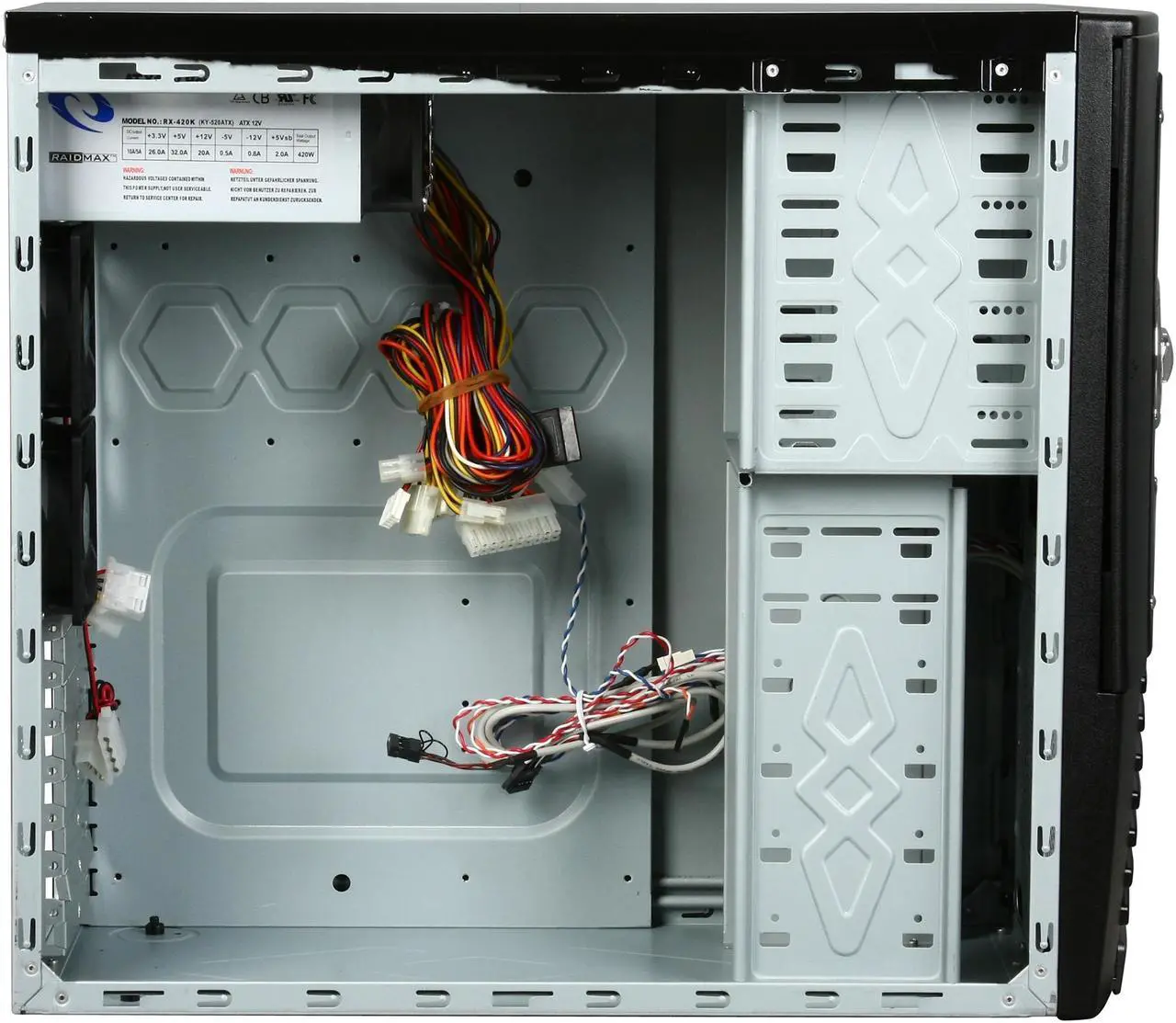 Alt view image 6 of 9 - RAIDMAX Scorpio ATX-868WBP Black 0.8mm Japanese SECC ATX Mid Tower Computer Case 420watts PS2 ATX12V Power Supply
