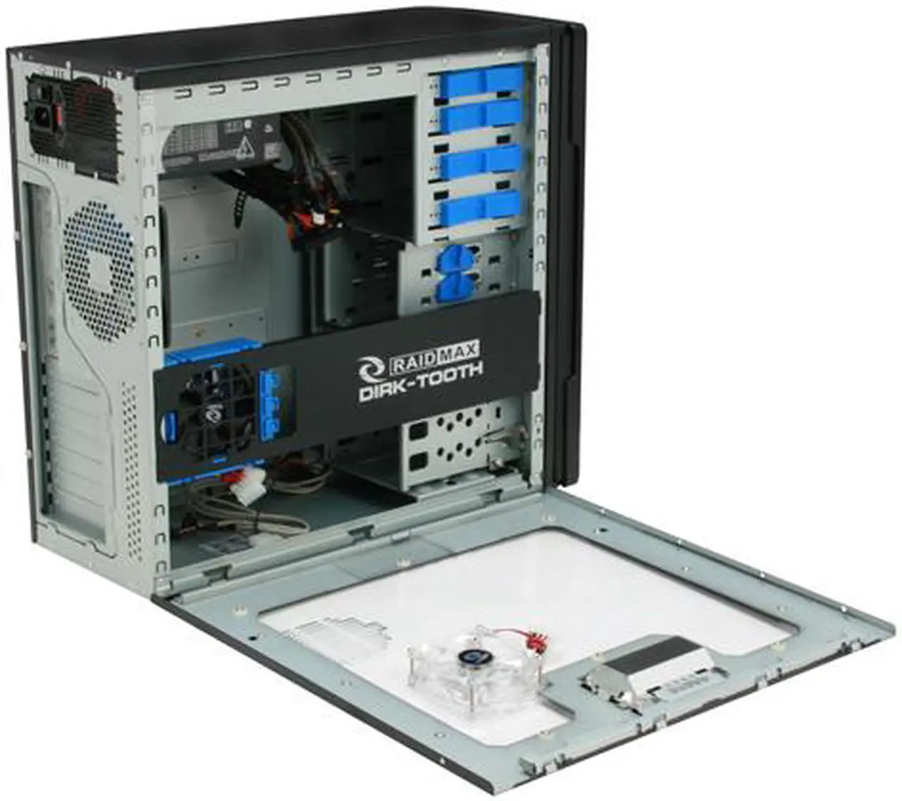 Alt view image 9 of 16 - RAIDMAX SMILODON ATX-612WB530P Black 1.0mm SECC Steel ATX Mid Tower Foldout MB Computer Case With 530W Modular LED Power Supply