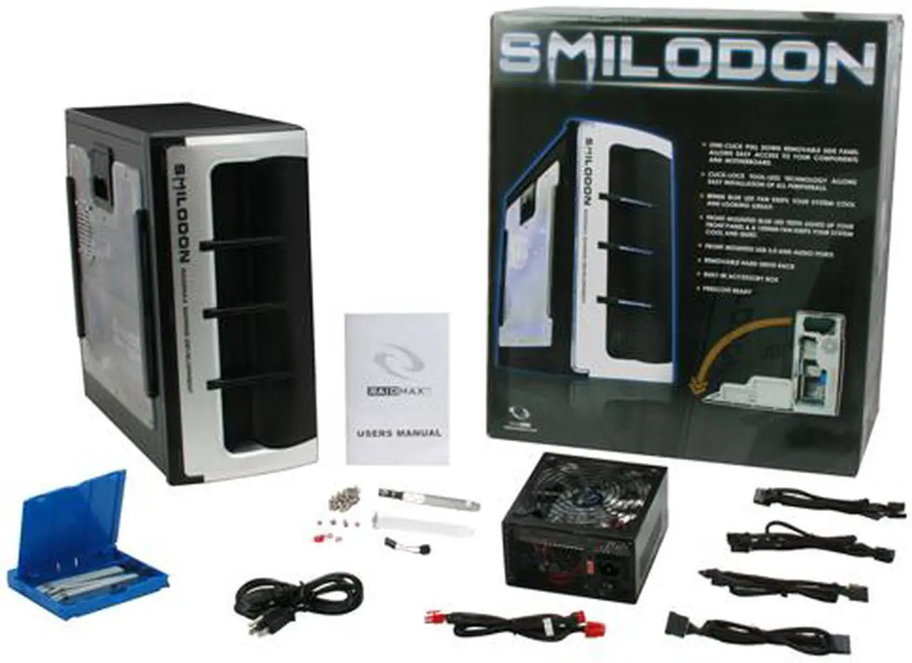 Alt view image 16 of 16 - RAIDMAX SMILODON ATX-612WB530P Black 1.0mm SECC Steel ATX Mid Tower Foldout MB Computer Case With 530W Modular LED Power Supply