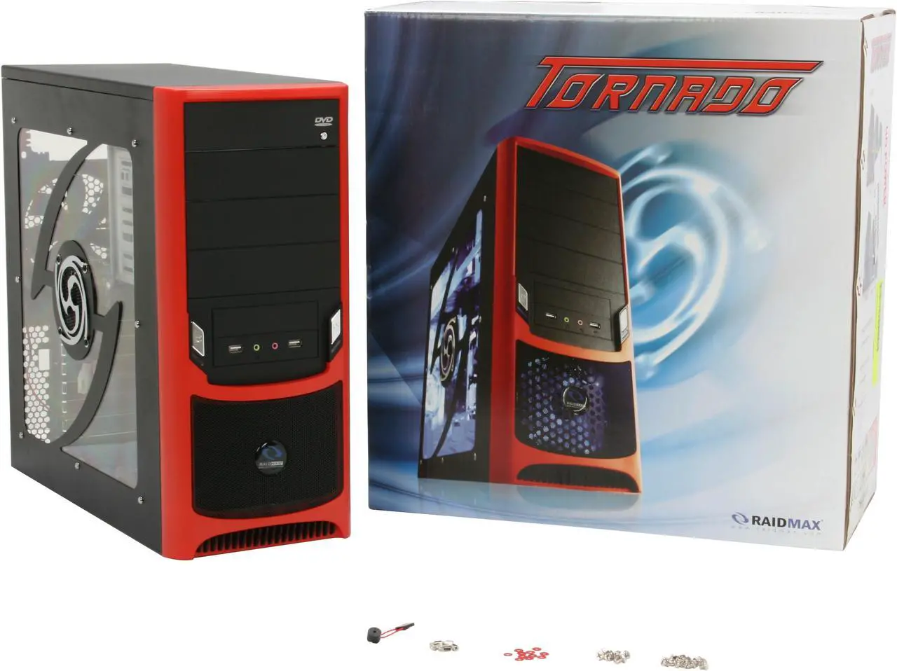 Alt view image 12 of 12 - RAIDMAX Tornado ATX-238WR Black / Red SECC Steel ATX Mid Tower Computer Case