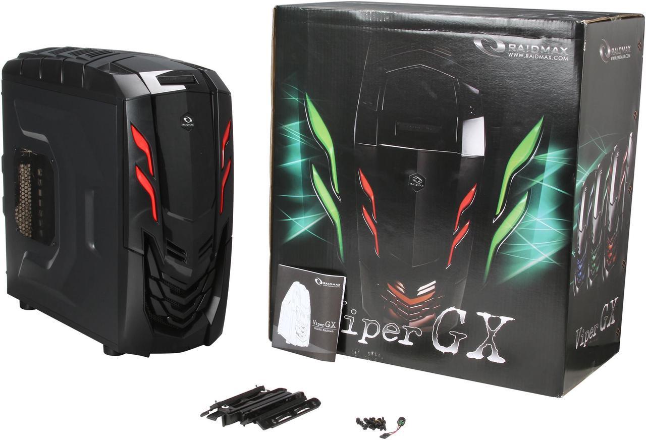 Alt view image 9 of 9 - RAIDMAX Viper GX ATX-512WBR Black / Red Steel / Plastic ATX Mid Tower Computer Case