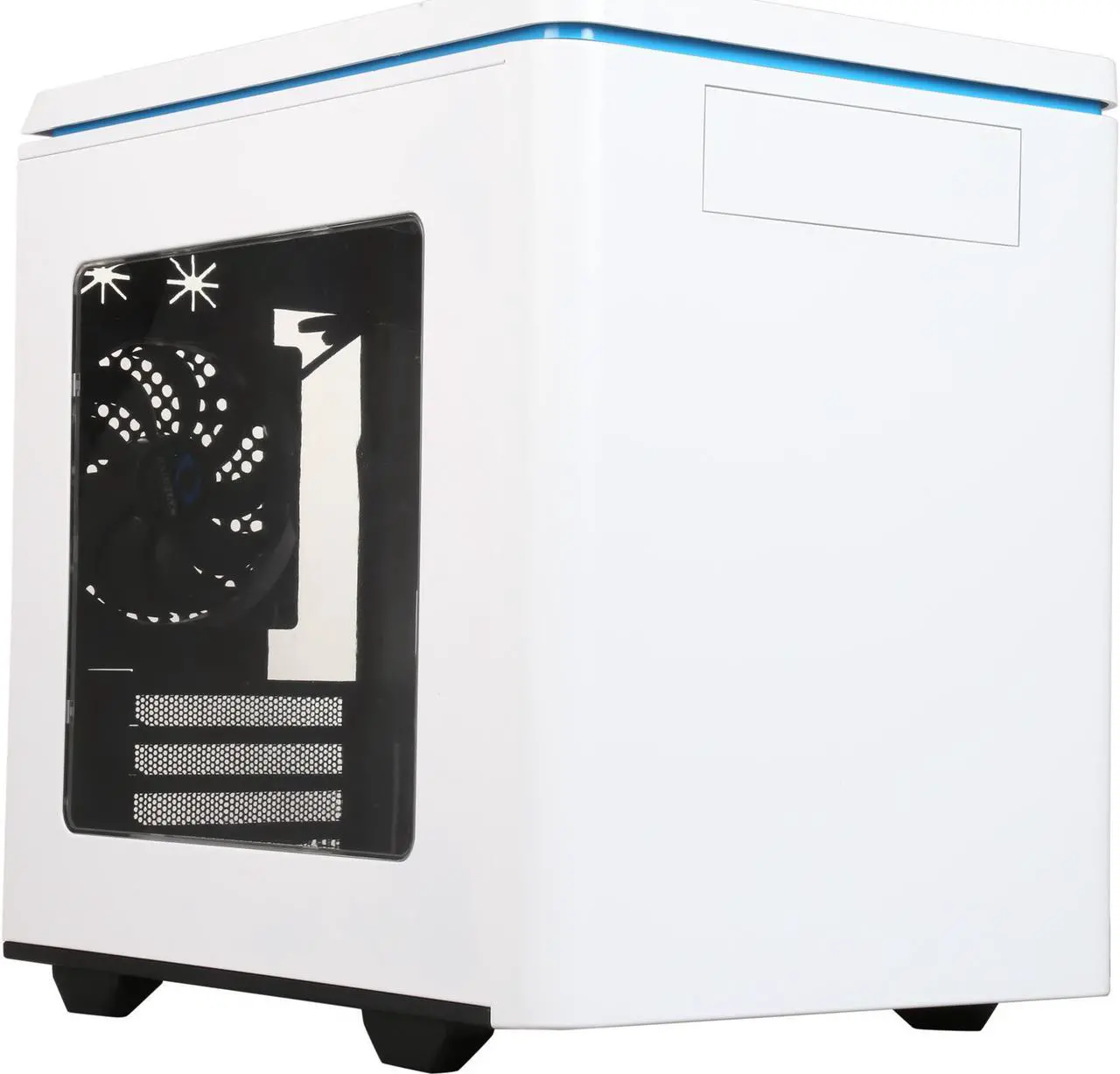 Alt view image 3 of 11 - RAIDMAX Hyperion MATX-102WWU White / Blue Aluminum / Plastic / Steel Micro ATX Tower Computer Case