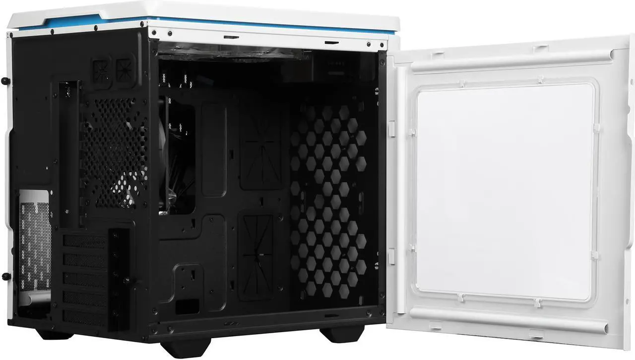 Alt view image 7 of 11 - RAIDMAX Hyperion MATX-102WWU White / Blue Aluminum / Plastic / Steel Micro ATX Tower Computer Case