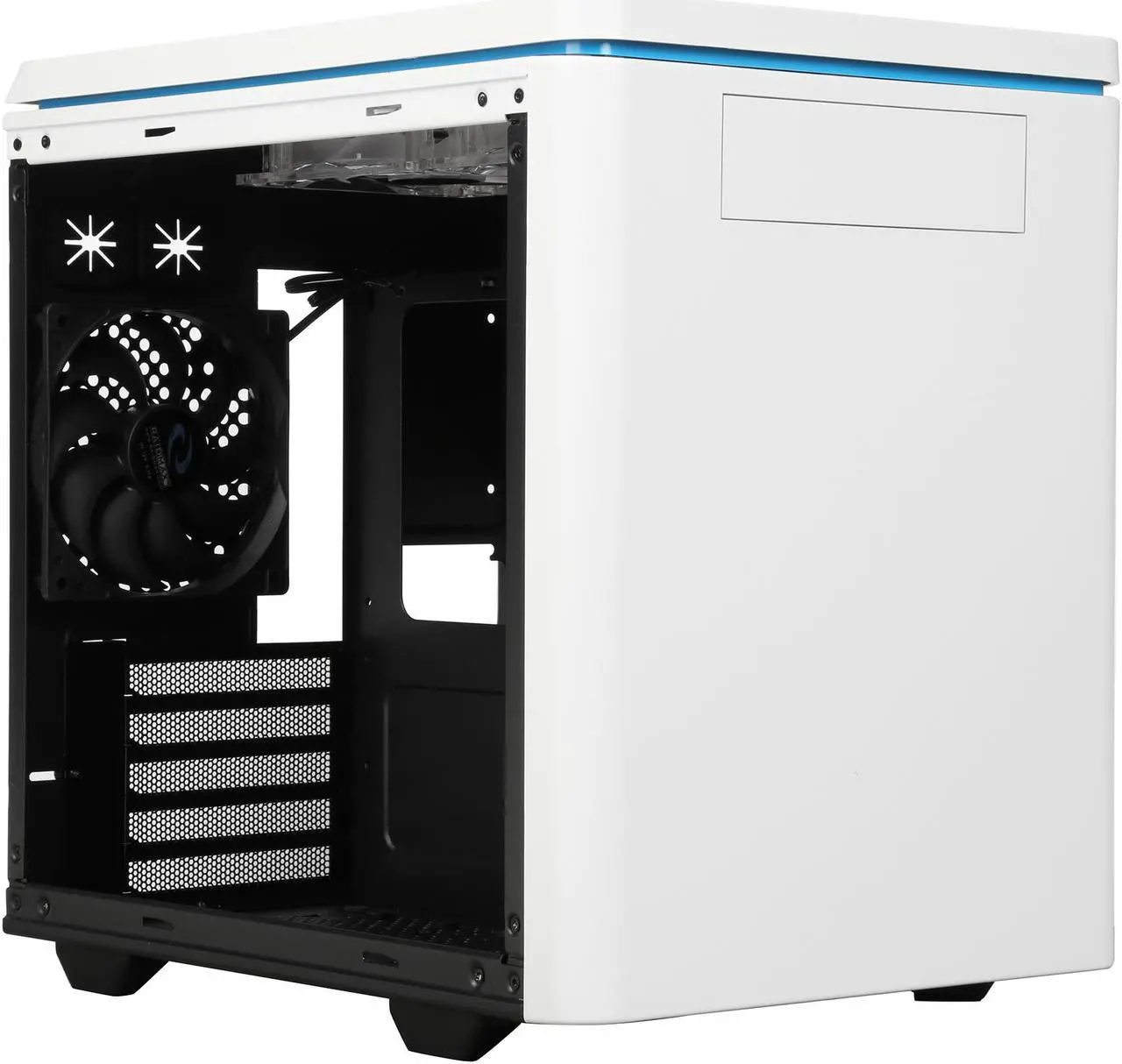 Alt view image 9 of 11 - RAIDMAX Hyperion MATX-102WWU White / Blue Aluminum / Plastic / Steel Micro ATX Tower Computer Case