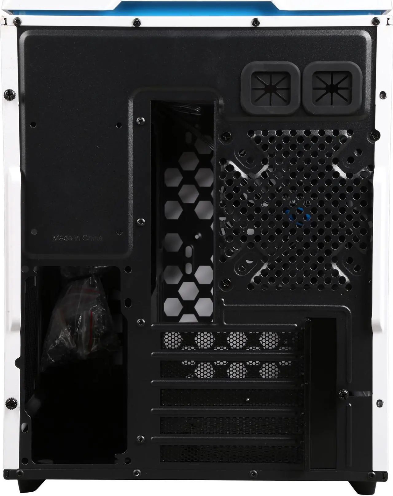 Alt view image 11 of 11 - RAIDMAX Hyperion MATX-102WWU White / Blue Aluminum / Plastic / Steel Micro ATX Tower Computer Case