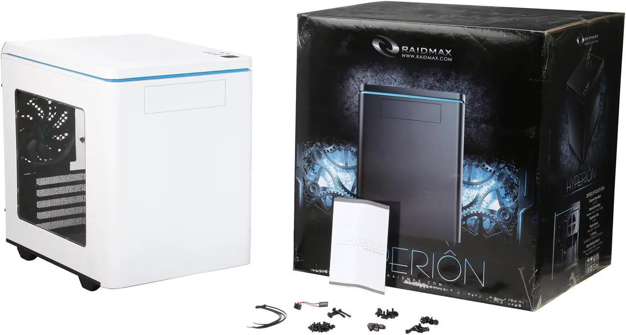Alt view image 12 of 11 - RAIDMAX Hyperion MATX-102WWU White / Blue Aluminum / Plastic / Steel Micro ATX Tower Computer Case
