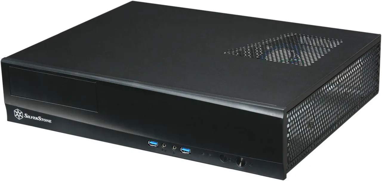 Main image of SILVERSTONE Black Aluminum skin reinforced plastic front panel, 0.8mm SECC body MILO Series ML03B Micro ATX Media Center / HTPC Case