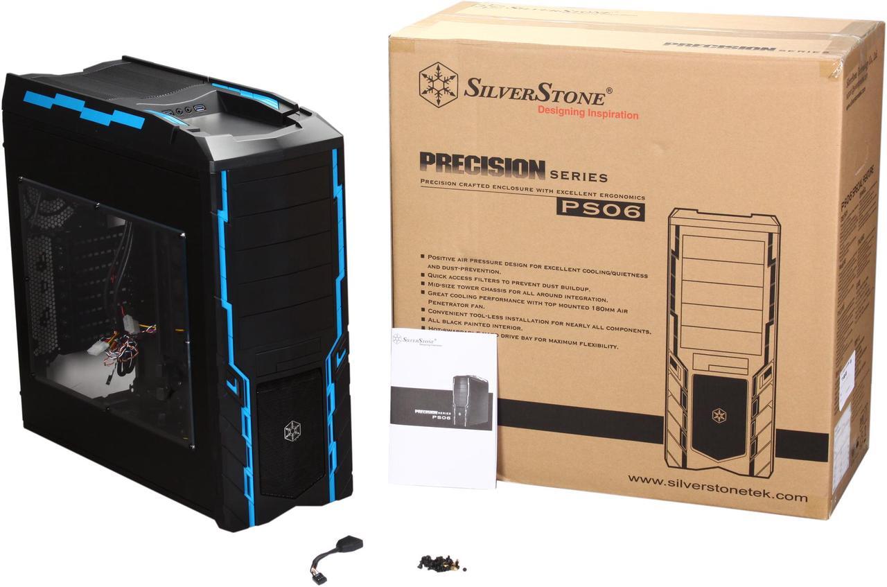 Alt view image 10 of 10 - SilverStone Precision Series PS06B-W Black Plastic & mesh front panel and 0.7mm steel body ATX Mid Tower Computer Case
