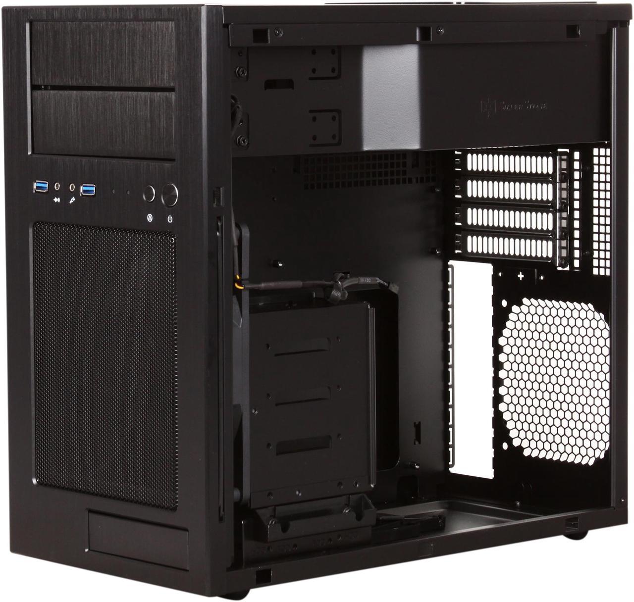 Alt view image 7 of 9 - SilverStone Temjin Series TJ08B-E Black Aluminum front panel, steel body Micro ATX Mini Tower Computer Case