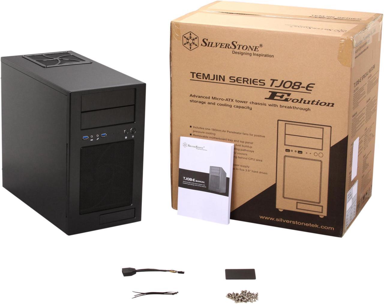 Alt view image 9 of 9 - SilverStone Temjin Series TJ08B-E Black Aluminum front panel, steel body Micro ATX Mini Tower Computer Case