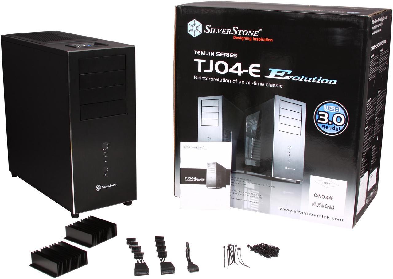 Alt view image 10 of 10 - SilverStone Temjin Series SST-TJ04B-E Black Aluminum front panel, steel body ATX Mid Tower Computer Case
