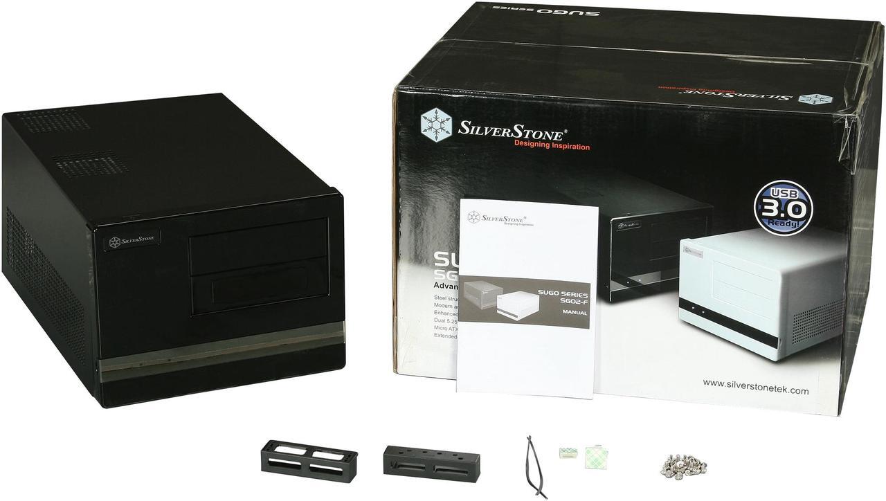 Alt view image 8 of 8 - SilverStone Sugo Series SG02B-F-USB3.0 ABS / SECC Steel MicroATX Desktop Computer Case with 2 x USB3.0 ports (Black)