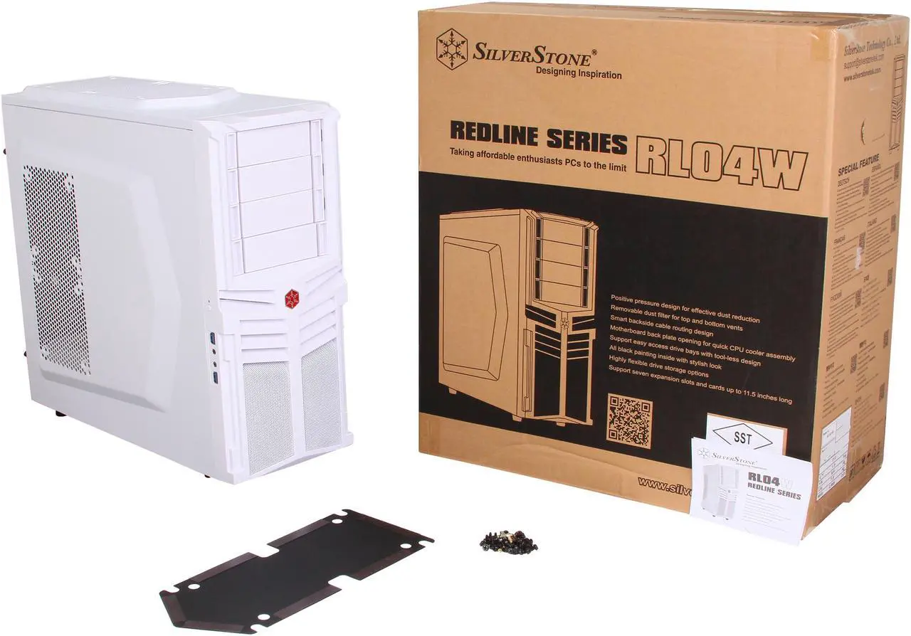 Alt view image 9 of 9 - SilverStone Redline series RL04W White High-strength plastic and meshed front panel ATX Mid Tower Computer Case