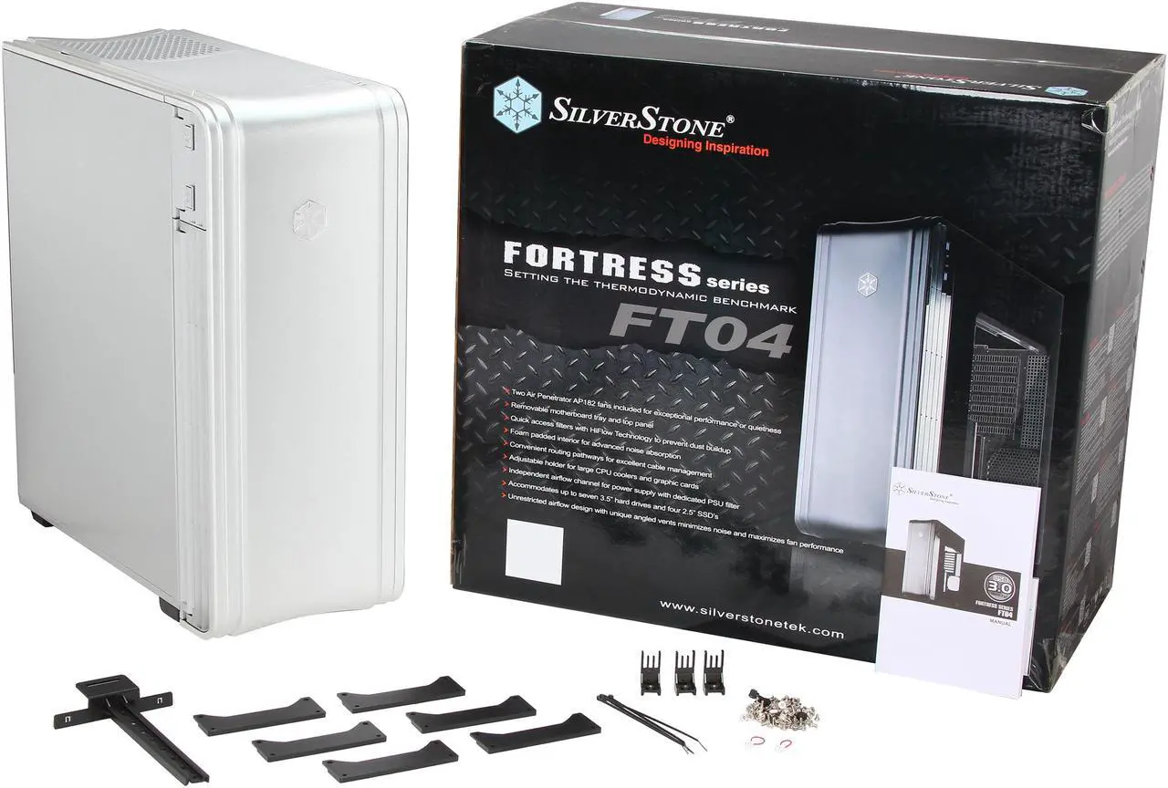 Alt view image 9 of 9 - SilverStone FT04S-W Silver Extended ATX Aluminum Full Tower Case with Window Side Panel