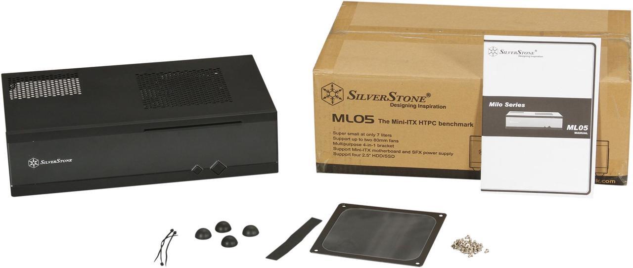 Alt view image 8 of 8 - SILVERSTONE Milo series ML05B Black Acrylic Front Panel, 0.8mm SECC body Mini-ITX Media Center / HTPC Case
