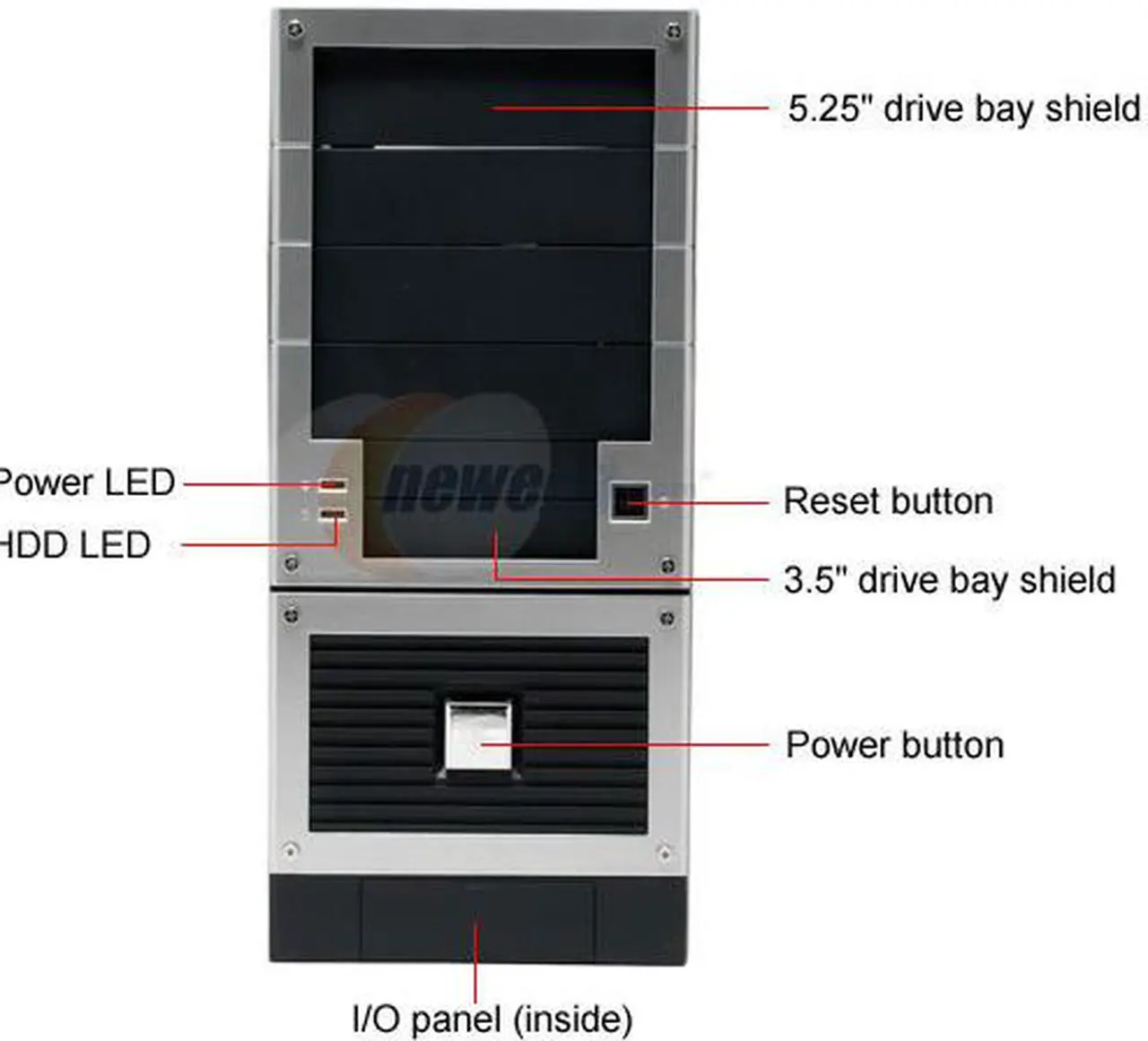 Alt view image 3 of 10 - Linkworld 3131-01-C5828U Black/Silver Steel ATX Mid Tower Computer Case