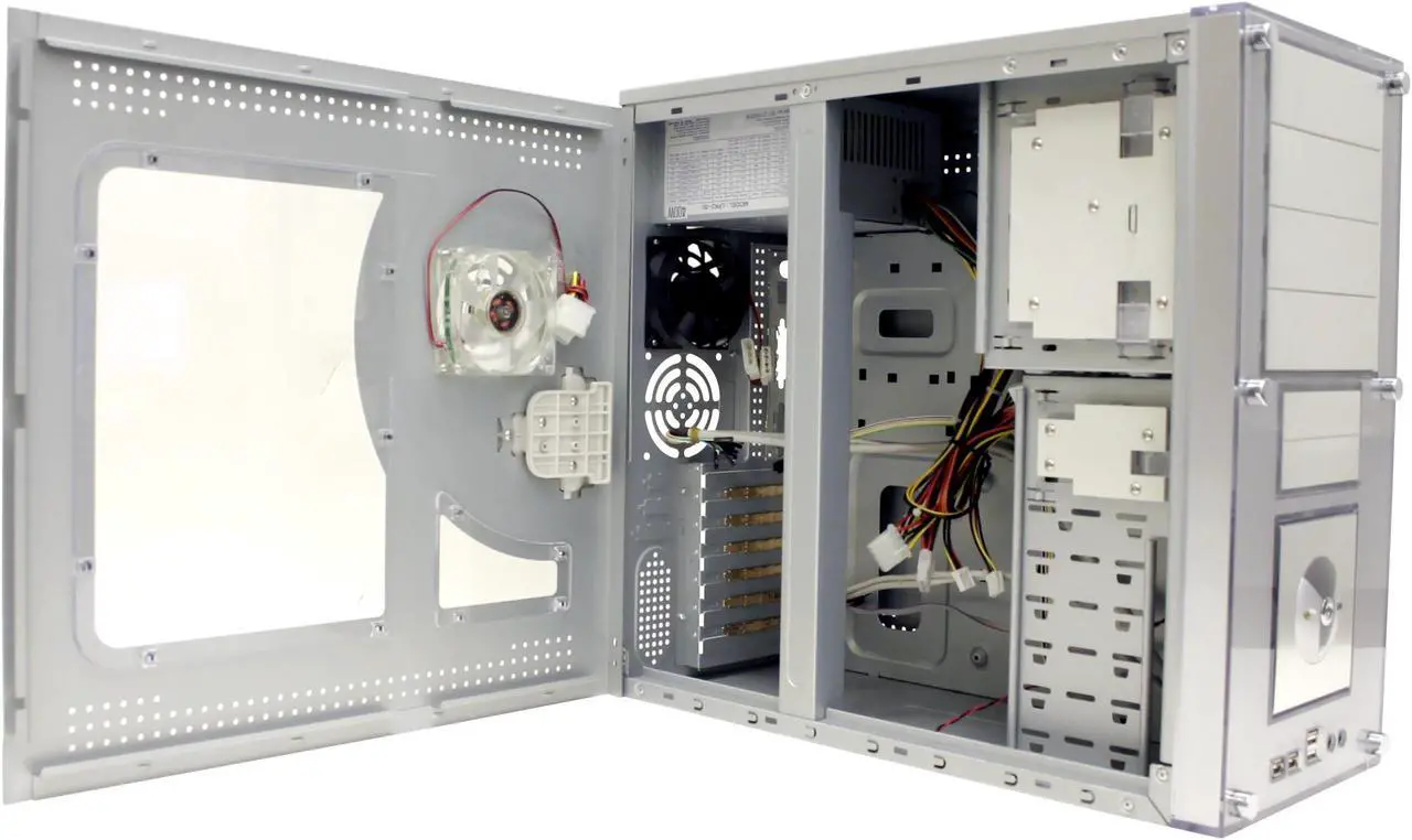 Alt view image 5 of 17 - Linkworld B319-C9928-P4 WNDW Silver Steel ATX Mid Tower Computer Case 400W Power Supply
