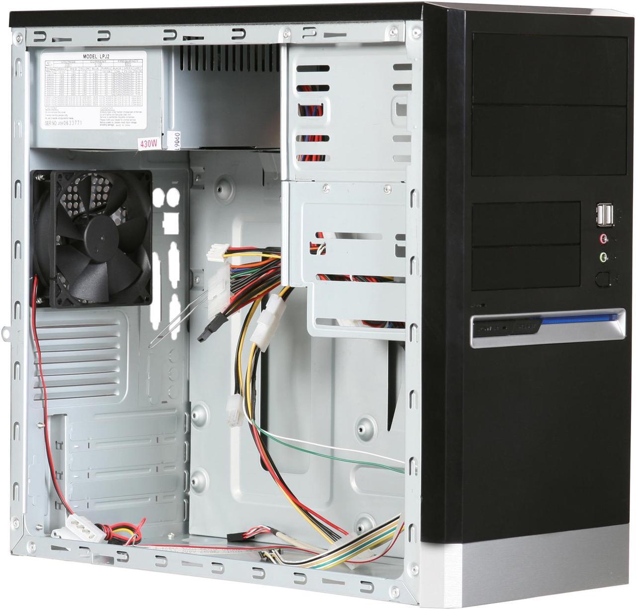 Alt view image 7 of 9 - Linkworld 43716-128FU+P04 black/silver Steel Micro ATX Mini Tower Computer Case 430W Power Supply