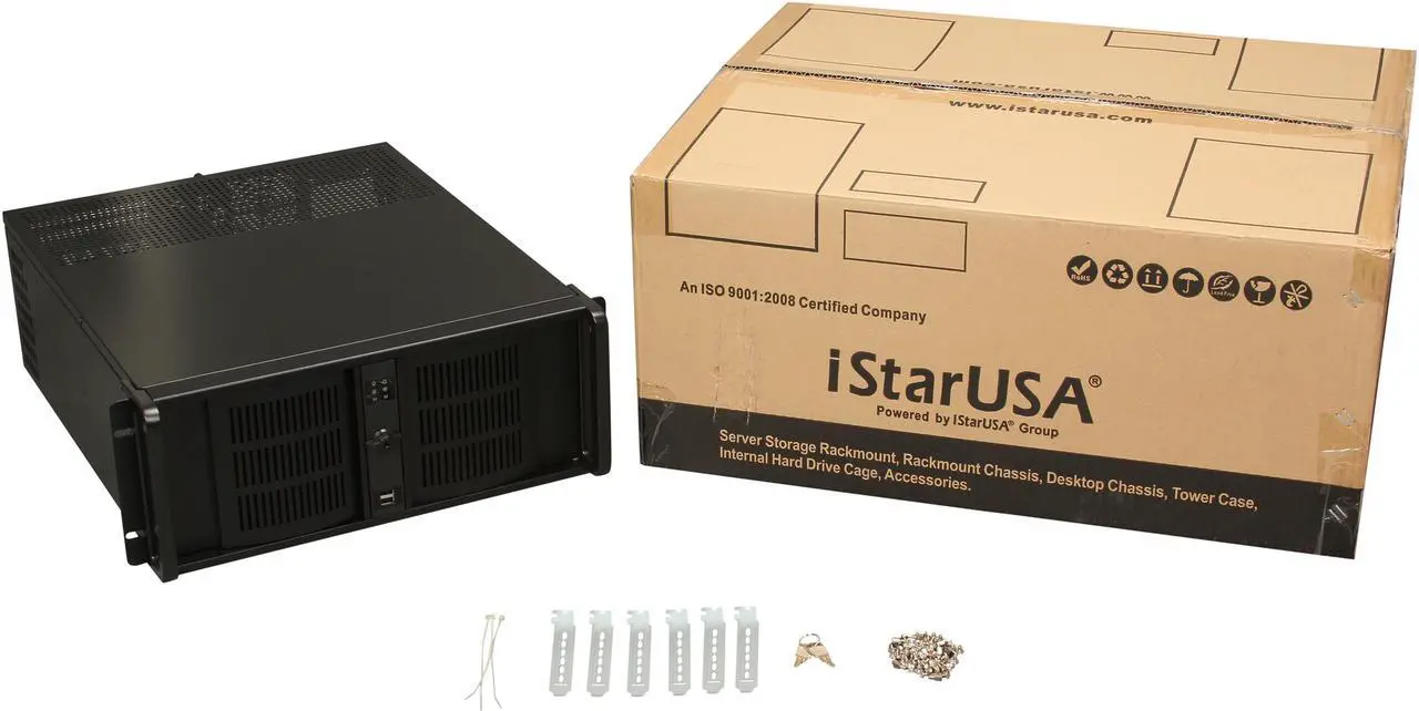 Alt view image 7 of 7 - iStarUSA D-400-6-Black Black Steel 4U Rackmount Compact Stylish Server Chassis 6 External 5.25" Drive Bays