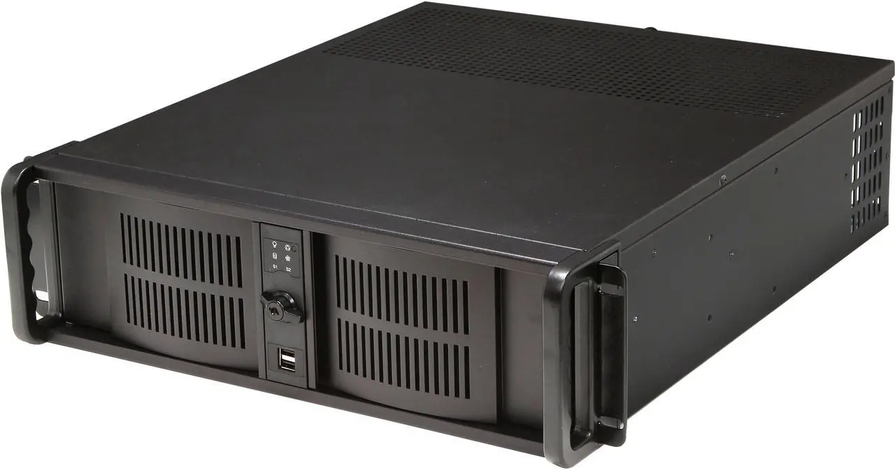 Main image of iStarUSA D-300 Black Aluminum / Steel 3U Rackmount Compact Stylish Chassis - Black Bezel 4 External 5.25" Drive Bays