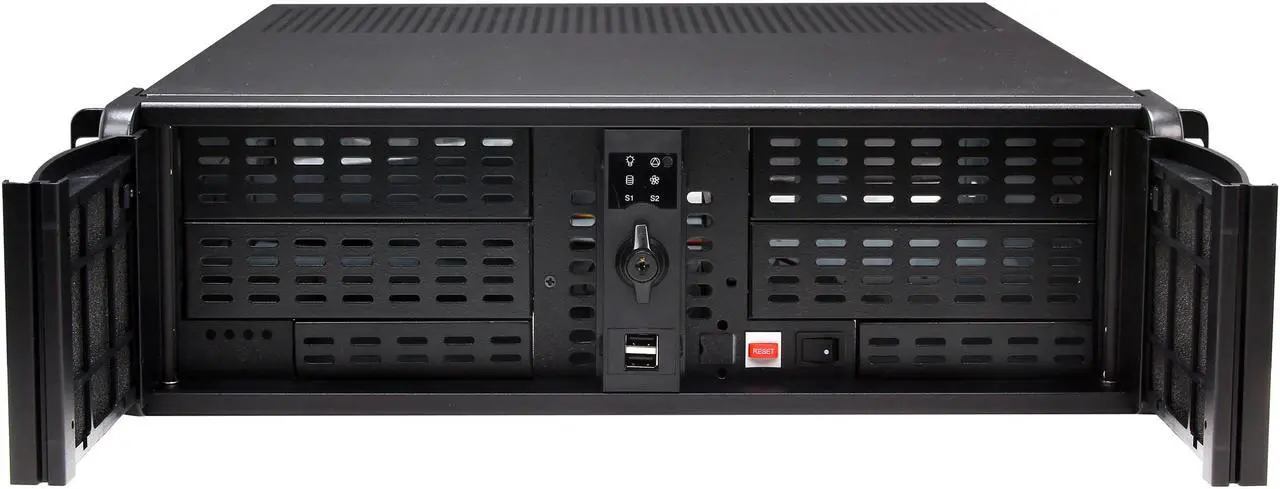 Alt view image 2 of 7 - iStarUSA D-300 Black Aluminum / Steel 3U Rackmount Compact Stylish Chassis - Black Bezel 4 External 5.25" Drive Bays