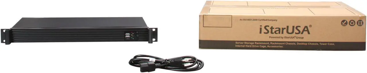 Alt view image 5 of 5 - iStarUSA D-118V2-ITX-30FX8 Black Metal / Aluminum 1U Rackmount Compact Server Case 300W 80Plus