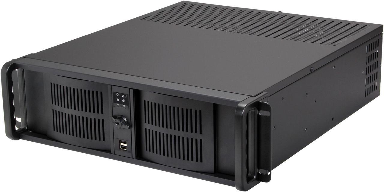 Main image of iStarUSA D-300-FS Black Aluminum / Steel 3U Rackmount Compact Stylish Front-mounted PSU Chassis 2 External 5.25" Drive Bays